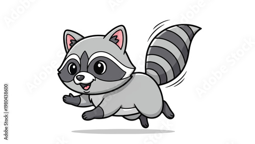 Cartoon racoon running with motion blur.