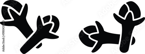 A minimalist black and white vector illustration showing two whole dried clove spice flower buds
