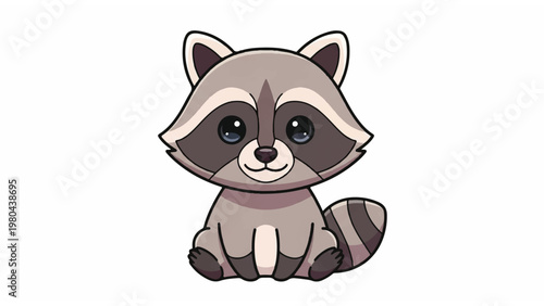 Cute Cartoon Raccoon Sitting Down 1.