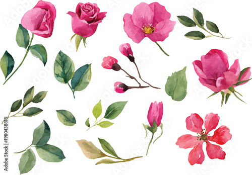 seamless pattern with pink flowers