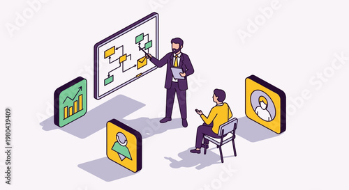 Isometric professional mentorship and corporate training session