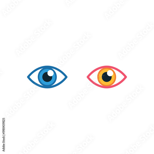 Human eye icons pair, iris symbol set, vision care clinic logo, optometry exam poster, sight test campaign, medical illustration design