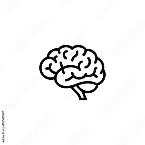 Human brain icon, neurology symbol, mental health awareness badge, psychology seminar poster, cognitive science session, therapy clinic branding, illustration design