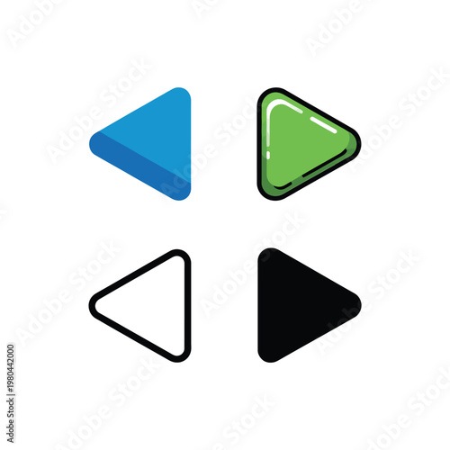 Play button icons set, media control symbols, video player ui kit, streaming service banner, tutorial course assets, entertainment vector design
