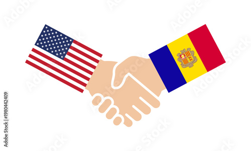 United States and Andorra handshake diplomacy symbol