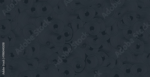 Seamless curved line wallpaper with light and shadow on a black background.