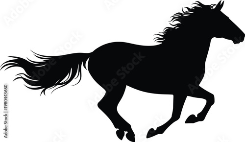 Black silhouette of a galloping horse 