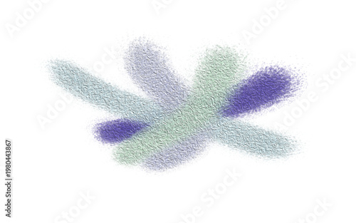 Abstract digital painting with soft brushstrokes in shades of blue, purple, and green on a white background