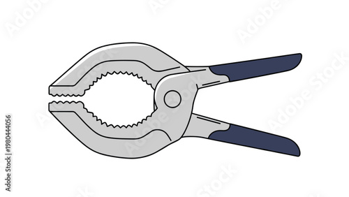 Professional spring clamp tool with blue handles used for woodworking and various craft projects isolated on a white background.