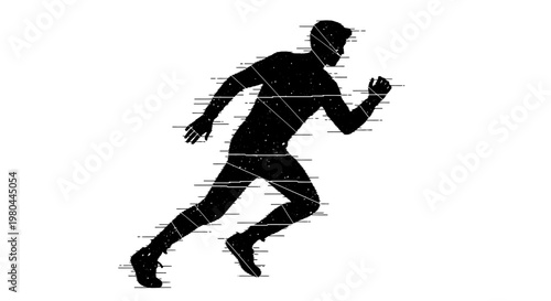 Silhouette of a runner, dynamic motion, abstract digital effect