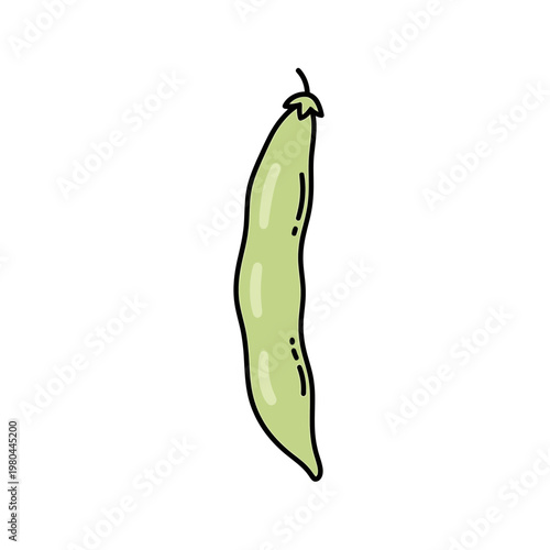 Minimalist Green Bean Pod Vector Illustration on White Background