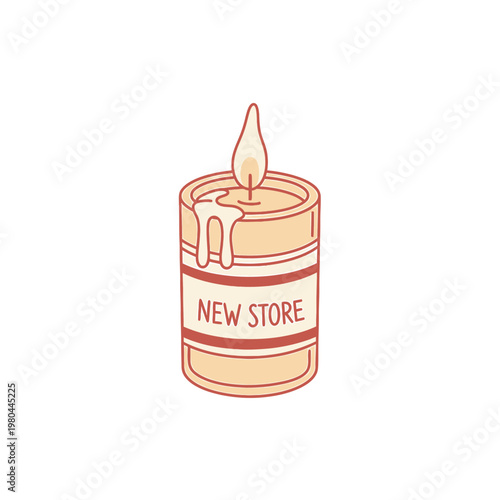 New Store Grand Opening Scented Candle Vector Illustration