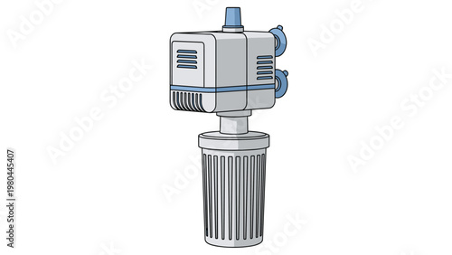 Technical illustration of an internal aquarium filter device used for cleaning water and providing aeration for fish.