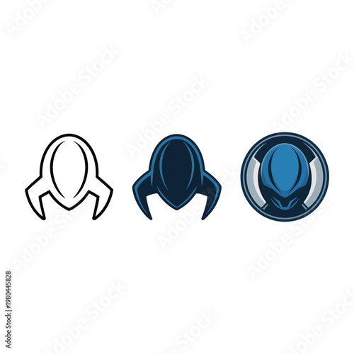 Alien spacecraft icons with lander shapes and glossy domes, extraterrestrial vehicle graphics for sci fi games, posters, kids space adventures