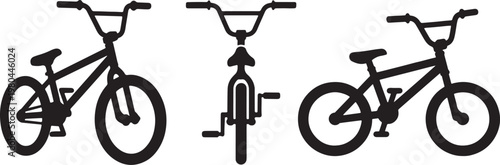 bicycle silhouette set front and side views vector illustration