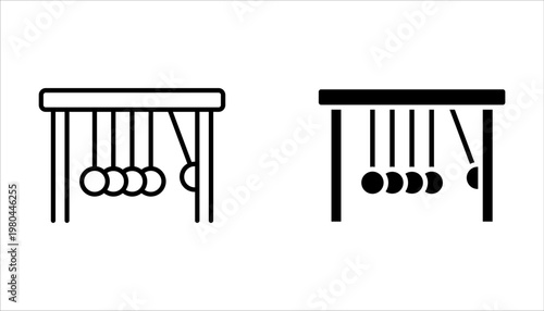 Newton cradle icon set on white background