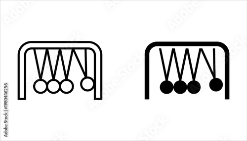 Newton cradle icon set on white background