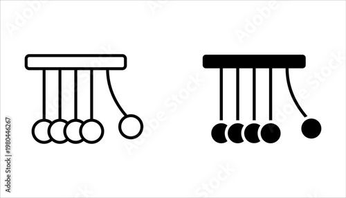 Newton cradle icon set on white background