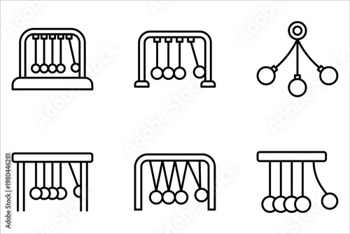 Newton cradle icon set on white background