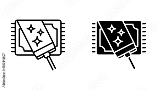 carpet cleaning icon set, housework on white background