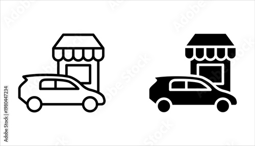 Drive thru icon set, take away, on white background