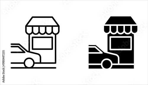 Drive thru icon set, take away, on white background