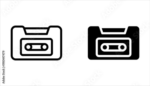 Cassette tape icon set Outline vector logo for web ui on white background