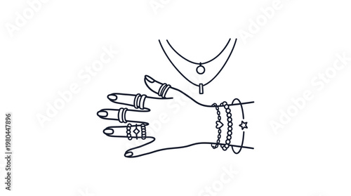 Minimalist Jewelry Display with Hand and Necklaces