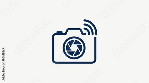Camera Icon with Wi-Fi Signal Digital Photography Concept