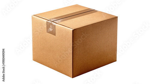 Cardboard Box: A simple and clean shot of a cardboard box, perfect for illustrating themes of packaging, shipping, delivery, and storage.