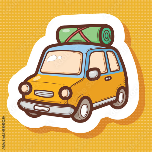 Cartoon Car With Camping Gear