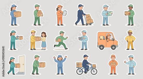 Community helper characters set with workers seniors children and service people in daily activities and uniforms in simple cartoon style isolated on white background