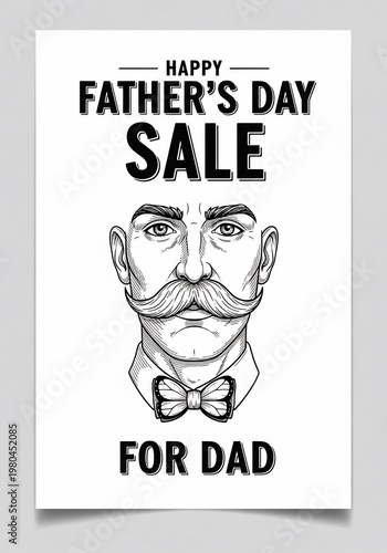 Bold Hand-Drawn Father's Day Sale: Striking Gentleman Portrait for Dad
