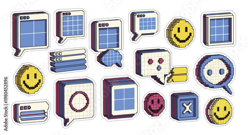 Collection of 3D Icons Representing Communication and Technology.