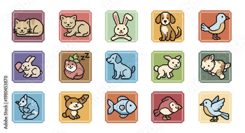 Collection of Cute Cartoon Animal Icons for Various Uses.
