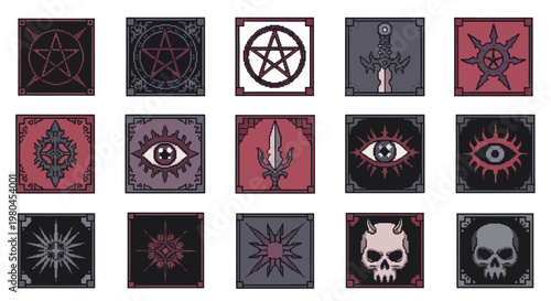 Collection of Dark Occult Symbols and Mystical Emblems.