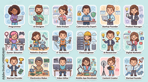 Kids learning and education characters set with children studying reading using computer and school activities in colorful cartoon style isolated on white