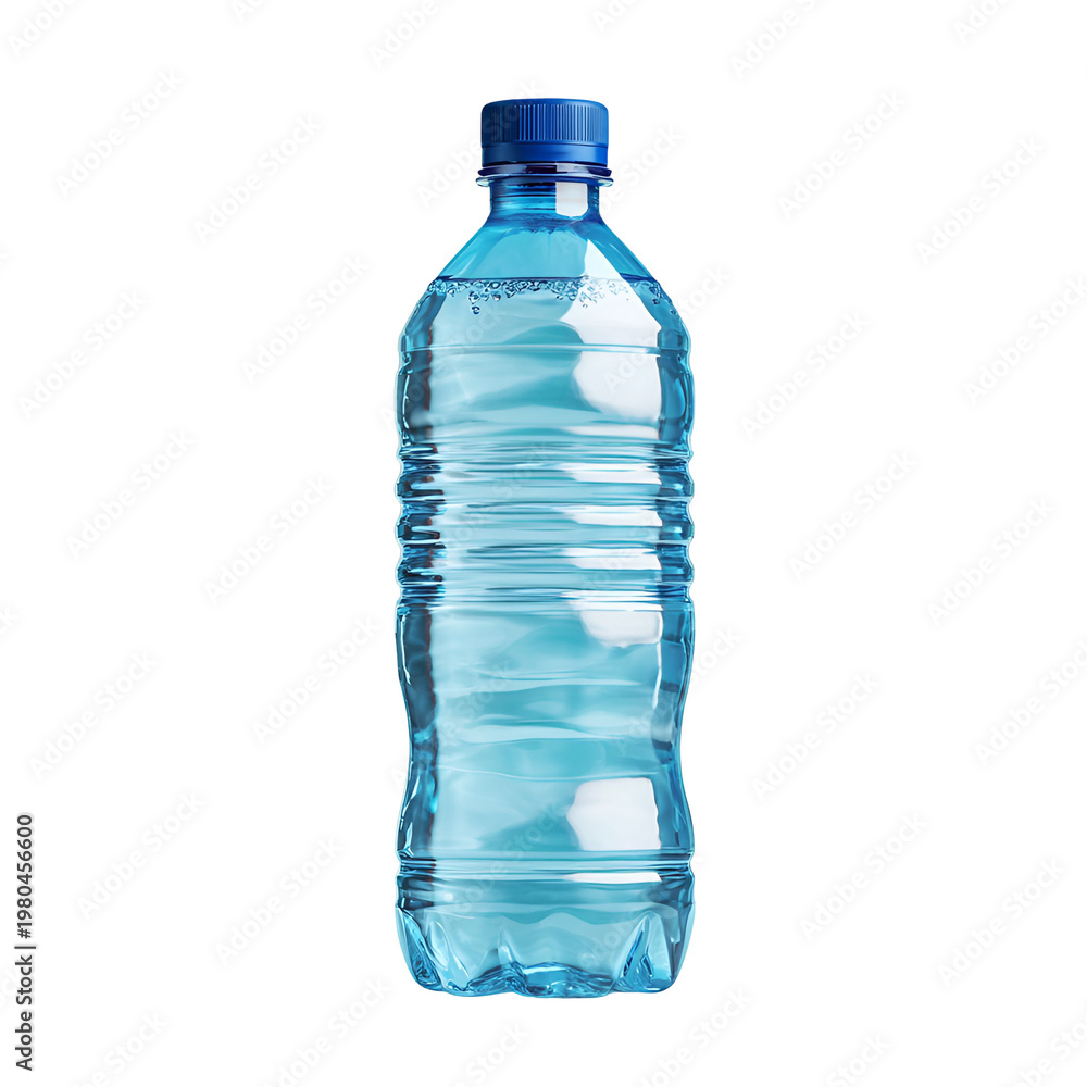 Naklejka premium Plastic water bottle blue transparent hydration refreshment clean drinking liquid isolated