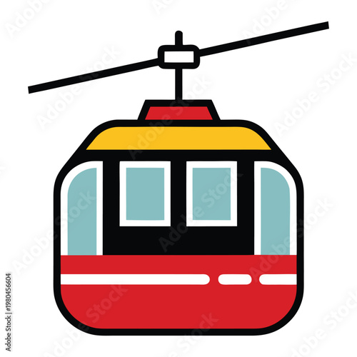 Minimalist aerial tramway vector illustration with cable cars and clean mountain silhouette design