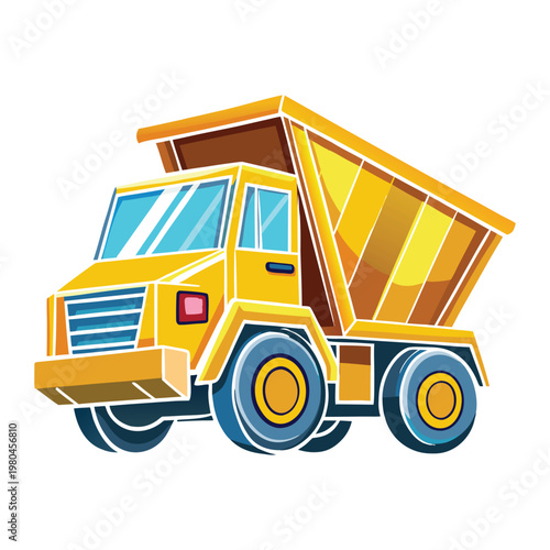Heavy duty dump truck vector illustration isolated on white background construction vehicle detailed design