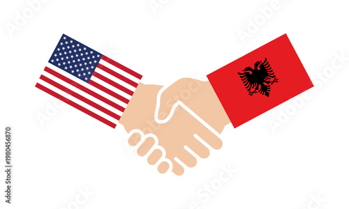 United States and Albania handshake diplomacy symbol