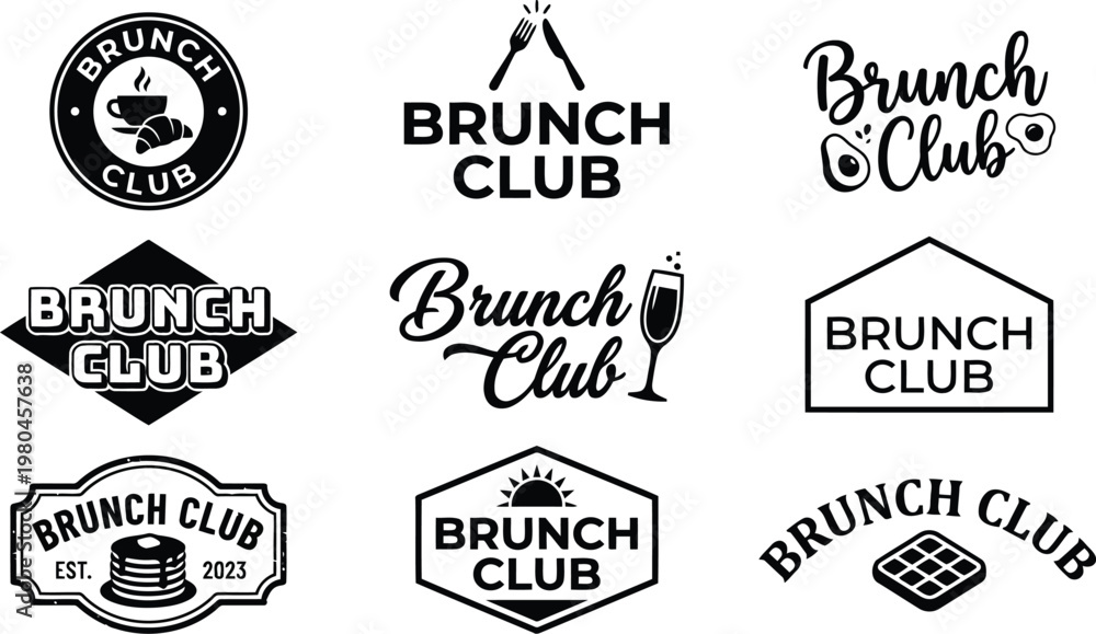 Fototapeta premium Set of brunch club logo designs