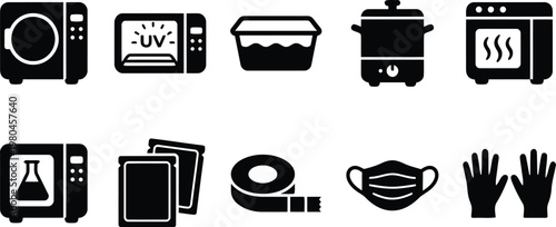 Set of laboratory and medical equipment icons