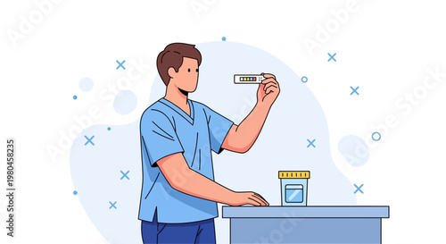 Medical professional examining a pregnancy test, laboratory, healthcare, and science concept