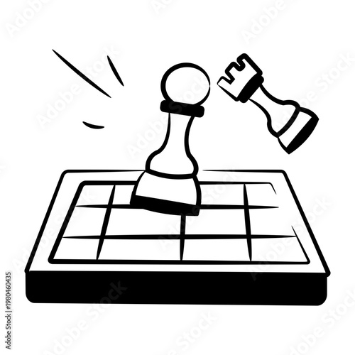 Drawing style icon showing a chess game