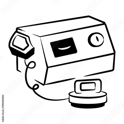 Hand drawn style icon depicting a defibrillator