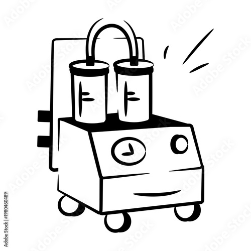 Doodle style icon showing a suction machine