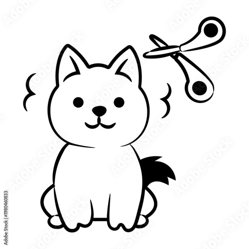 A hand drawn icon showing a pet grooming