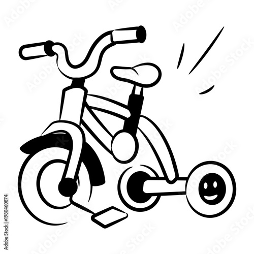 A drawing style icon of a kid tricycle