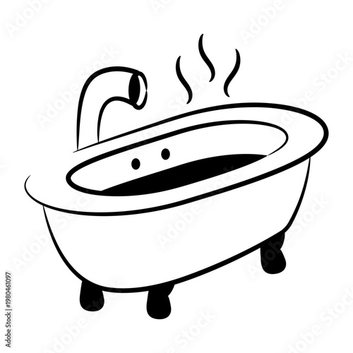 A hand drawn style icon of a steam bath